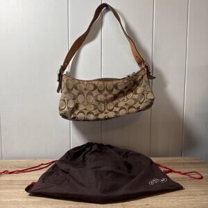 Coach Signature Designer Shoulder Bag Logo C's Womens 8K01 Beige Canvas S8